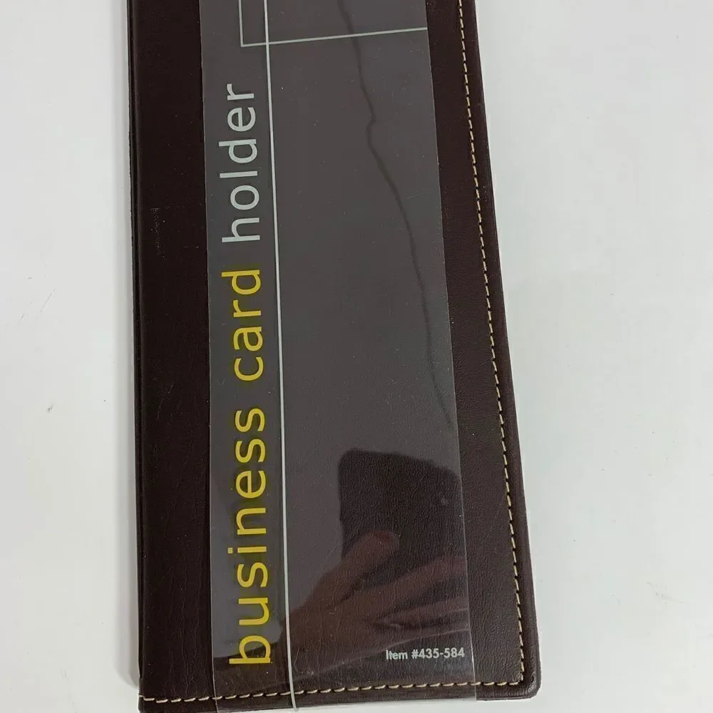 Business Card Holder 72 Capacity Identification Credit Bank Card Brown Vinyl New